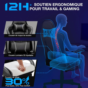 Vente en gros bon marché 180 kg capacité de charge gris PVC cuir souple jeu vidéo meilleure <span class=keywords><strong>chaise</strong></span> de jeu fonctionnelle avec massage à 7 points - Product Image 6