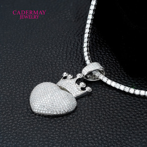 Cadermay Heart Pendant S925 Silver Moissanite Crown Charm Unisex Gift Jewelry - Product Image 3