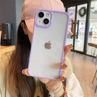 Coque transparente avec cadre couleur bonbon pour iPhone 11 12 13 Mini 14 Plus, pour iPhone 15 16 17 – Étui de téléphone transparent