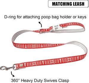 ปลอกคอสุนัขสีแดงชุดสัตว์เลี้ยงปลอกคอและสายจูงสำหรับสุนัขขนาดเล็กขนาดกลางขนาดใหญ่ - Product Image 4