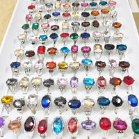 Bague pour femme en alliage avec pierres précieuses en verre et cristal multicolores, pour le commerce extérieur au Moyen-Orient, approvisionnement en gros pour le e-commerce transfrontalier