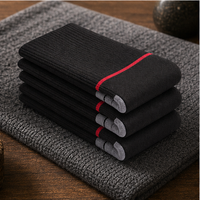 Chaussettes de compression montantes en coton tricotées pour jeunes footballeurs, unisexe, avec coussinets, collection automne, athlétiques, ODM (lot de 3 paires noires, logo personnalisable)