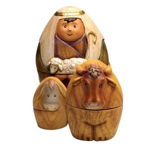 Hermoso Juego de Muñecas de Resina de los Tres Reyes Magos y el Pastor, Muñecas de Navidad Apilables, Juego de 9 - Product Image 3