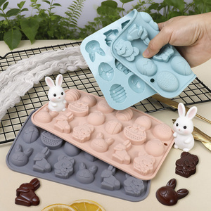 Moules en <span class=keywords><strong>silicone</strong></span> pour chocolat de Pâques, 18 cavités, motifs lapin et œuf, pour bonbons, gâteaux, gelées, glaçons, savons, résine - Product Image 3