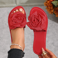 Sandales tongs pour femmes RX, fleurs 3D, à une bride, bout ouvert, semelle en PVC, été, plage, extérieur
