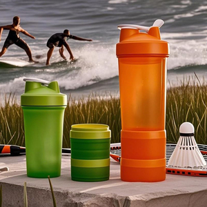 מכירת חיסול - בקבוק שייקר חלבון קלאסי 3 שכבות 450 מ\\\"ל 600 מ\\\"ל עם מארגן כדורים וקופסת אחסון לבקבוק מים לחלבון - Product Image 5