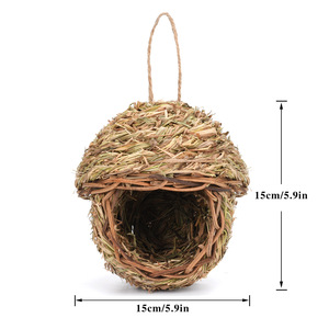 Nido per Uccelli in Paglia Intrecciata a Mano con Corda per Appendere, Scatola di Riproduzione Naturale in Vimini per Piccoli Uccelli, Gabbia Ecologica per Nidificazione - Product Image 3