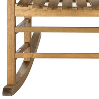 Fauteuil à bascule d'extérieur en bois d'acacia massif Furaka, prix usine, style vintage naturel, idéal pour café, salon, jardin, patio, cour, plage