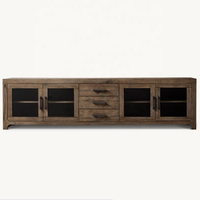 Moderne wohnzimmermöbel braun 4 glastüren 3 schubladen langer fernsehtisch tv-schrank fernsehtisch