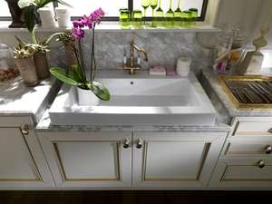 יוקרה עתיק לבן עץ מטבח ארון - Product Image 3