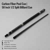 Queue de billard de haute qualité, 1/2, avec enveloppe en cuir véritable, fût en fibre de carbone haut de gamme, pointe de 12,5 mm, fixation radiale