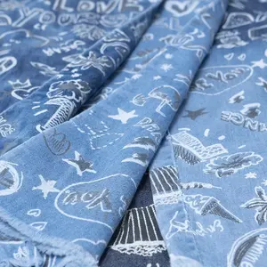 Tessuti per jeans elasticizzati con motivo stampato in tessuto Denim stile Jacquard di cotone traspirante personalizzato per abbigliamento