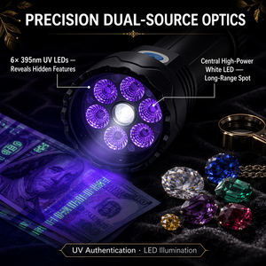 WOSEN UV Purple 395nm Dual Source strong <b>light</b> <b>LED</b> Flashlight <b>Rechargeable</b> 400m 24H IP54 Aluminum Inspection Torch - Product Image 2