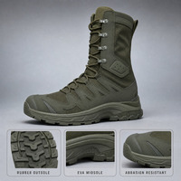 Bottes tactiques pour hommes, hauteur genou, légères, été/hiver, randonnée en montagne, lacets, dessus en daim et mesh, semelle intermédiaire en caoutchouc EVA, semelle épaisse