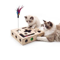 Boîte de labyrinthe d'enrichissement pour chat en bois avec logo personnalisé, jouet interactif de chasse, bois naturel durable pour chats d'intérieur