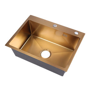 Évier de cuisine à bol unique en or de haute qualité en acier inoxydable Design carré installé à la main sans robinet - Product Image 2