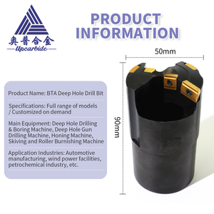 Tête de foret de trepannage en carbure de tungstène BTA, outil de perçage profond avec évacuation fluide des copeaux - Product Image 2