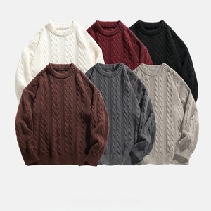 Suéter de cuello redondo personalizado para hombre, pedido al por mayor, OEM ODM, 100% poliéster, tejido grueso de invierno, transpirable, antiarrugas - Product Image 3