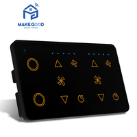 Interrupteur intelligent Wi-Fi Tuya double 2 gangs avec variateur de vitesse pour ventilateur et interrupteur tactile double 2 gangs avec rétroéclairage RGB en verre, compatible charge 200W, norme britannique MakeGood