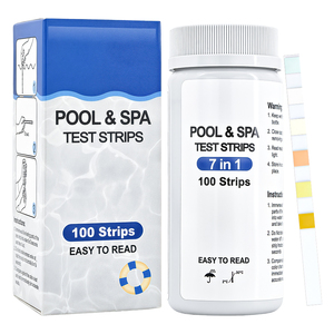 Vente en gros d'usine 7 en 1 Test de la qualité de l'eau de piscine <span class=keywords><strong>et</strong></span> de spa Chlorure libre Alcalinité totale <span class=keywords><strong>pH</strong></span> pour <span class=keywords><strong>bandelettes</strong></span> SZ36 <span class=keywords><strong>Bandelettes</strong></span>/bouteille - Product Image 1