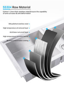 キッチンシンクSMI,モダン201 Sus304 316アンダーマウントステンレススチール大型サイズ手作り多機能 - Product Image 4