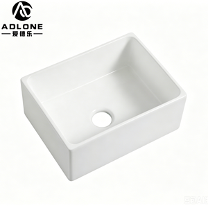 Keramische spoelbak ADLONE 33*20 inch enkele bak keuken keramische witte wastafel spoelbak porselein vierkant met afdruiprek accessoire - Product Image 1