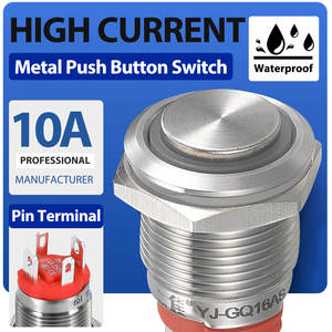 द्वि-रंग रोशन 16 मिमी पुश बटन स्विच स्टेनलेस स्टील मोमेंटरी लेचिंग 12vdc ip65 एलईडी लाइट शॉर्ट प्रकार - Product Image 2