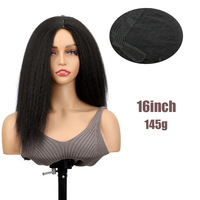 Perruque de mode haut de gamme pour femme, style européen et américain, noire, cheveux longs et raides, texture Yaki, en fibre haute température, fabriquée à la machine, volumineuse, 10 pouces
