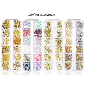 12 Grids/Set Nail Sparkly Vlokken Fall Maple Bladeren Glitter Pailletten Voor Nail Art Decorations Decals Polish Accessoires