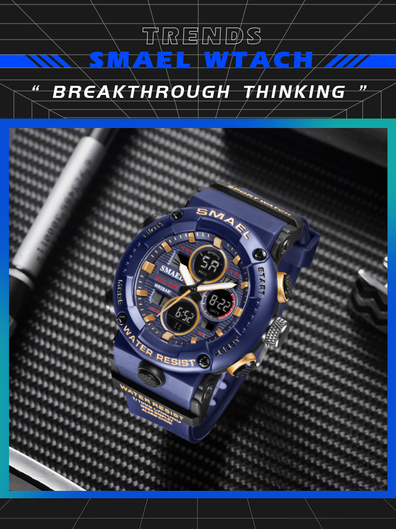 SMAEL 8038 reloj men sports quartz watch analog digital waterproof wrist watches