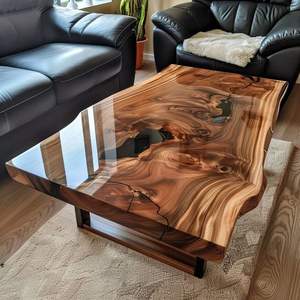 Tavoli da Caffè e da Pranzo in Resina Epossidica con Effetto Fiume e <span class=keywords><strong>Lago</strong></span>, Mobili per la Casa in Legno Massello, Artigianato Unico in Resina Oceanica, Vendita all'Ingrosso - Product Image 6