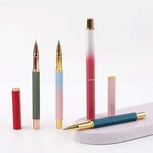 TTX קידום מכירות מתנה מותאם אישית מלא הדפסת משושה עיצוב מתכת רולר עט ג 'ל דיו עט כדורי עם לוגו