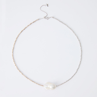 Collar de Perlas Barrocas Irregulares de Agua Dulce Naturales Blancas de 23-24 mm, Plata de Ley 925