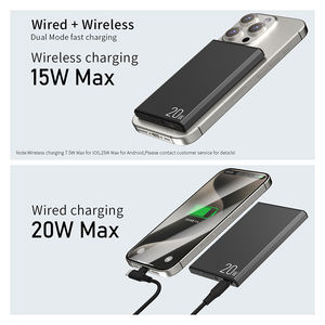 แบตสำรองไร้สายแม่เหล็กขนาดเล็กพิเศษ Schitec 5000mah วัสดุอลูมิเนียมอัลลอยด์ ปลอดภัยสำหรับการชาร์จ ใช้สำหรับชาร์จอุปกรณ์พกพา - Product Image 2