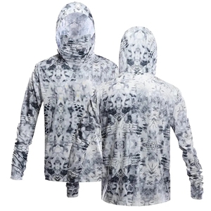 Maillot de pêche unisexe grande taille personnalisé, sweat à capuche camouflage, matière Spandex/Polyester, protection UV UPF 50, respirant, séchage rapide - Product Image 6