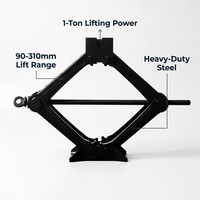 Cric ciseaux 1 tonne en acier robuste, élévateur de voiture portable 90-310 mm, cric manuel pour changement de pneus pour garage automobile, vente en gros