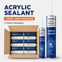 Mastic acrylique 280 ml pour chantier, application facile, nettoyage facile, pour joints de plinthes, mastic acrylique peignable