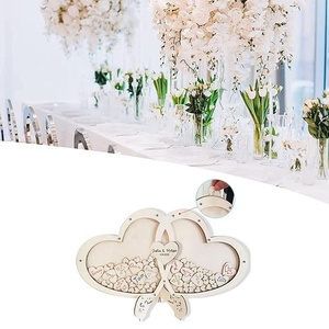 Đám cưới bằng gỗ Lưu Bút cá nhân hai lớp khung ảnh cổ điển 60 trái tim bằng gỗ để đánh dấu tên ngày sinh nhật - Product Image 6