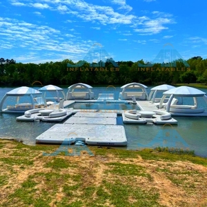 Cabaña Flotante Inflable con Toldo Resistente a los Rayos UV, Bomba de Inflado Rápido para Piscina, <span class=keywords><strong>Lago</strong></span>, Playa - Product Image 2