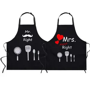 Cheap Wholesale Mr. とMrs. Couples Apron SetとLogo Custom Fashionable Women Painter Kitchen Aprons