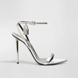 नवीनतम डिजाइनर महिलाओं के ओपन पैर उच्च एड़ी स्टिलेटो सैंडल लक्जरी धातु एड़ी मंच पोशाक पार्टी ऊपरी रबर पु आउटडोर उपयोग - Product Image 1