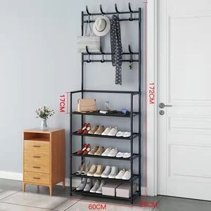 Simple <strong>Freestanding</strong> Shoe <strong>Rack</strong> with <strong>Coat</strong> Hanger - Product Image 5