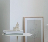 Table d'appoint ronde en marbre beige Crema Marfil avec plateau en acier carbone de luxe contemporain personnalisé SH STONE