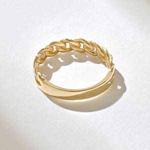Anillo de Oro Cubano con Cadena de Moissanita Personalizada MaiYi, Cadena Cubana de 14K con Anillo de Moissanita para Mujer y Niña - Product Image 6