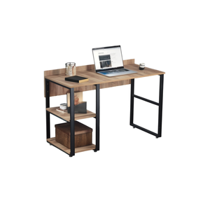 Escritorio para Computadora Furnish Home Store Rasse 58, Superficie de Madera de Roble, Estructura de Metal Negro, 2 Estantes, Oficina en Casa - Product Image 1
