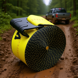 Sangles d'arrimage à cliquet 4 po x 30 pi avec crochet plat, capacité de charge de 6000 lb pour le sauvetage de camions, protection d'arbres, ceinture en polyester - Product Image 2