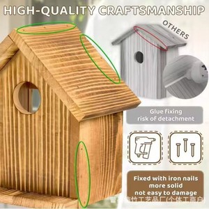 Nichoir en bois avec fenêtre transparente, à suspendre en extérieur, pour oiseaux - Product Image 2