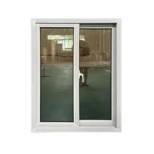 优质白色聚氯乙烯/upvc/乙烯基钢化玻璃双滑动飓风冲击窗