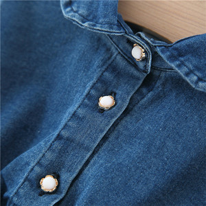 Bulk Wholesale Kids Clothing Denim Designer Masakali Lace Baby Girl Blue Dresses Pictures for Girls Model - Product Image 4