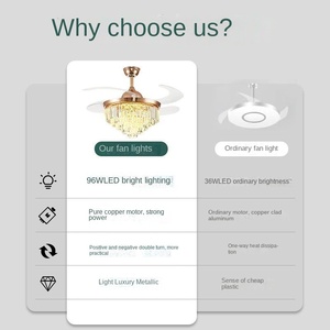 Phong Cách Mới Nóng Fan Mùa Đông Ấm Hơn Phòng Khách Pha Lê Không Cánh Quạt Trần Với Ánh Sáng Và Từ Xa - Product Image 4